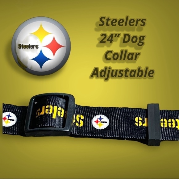 STEELERS Logo 24” Dog Collar Black Gold - Picture 4 of 9